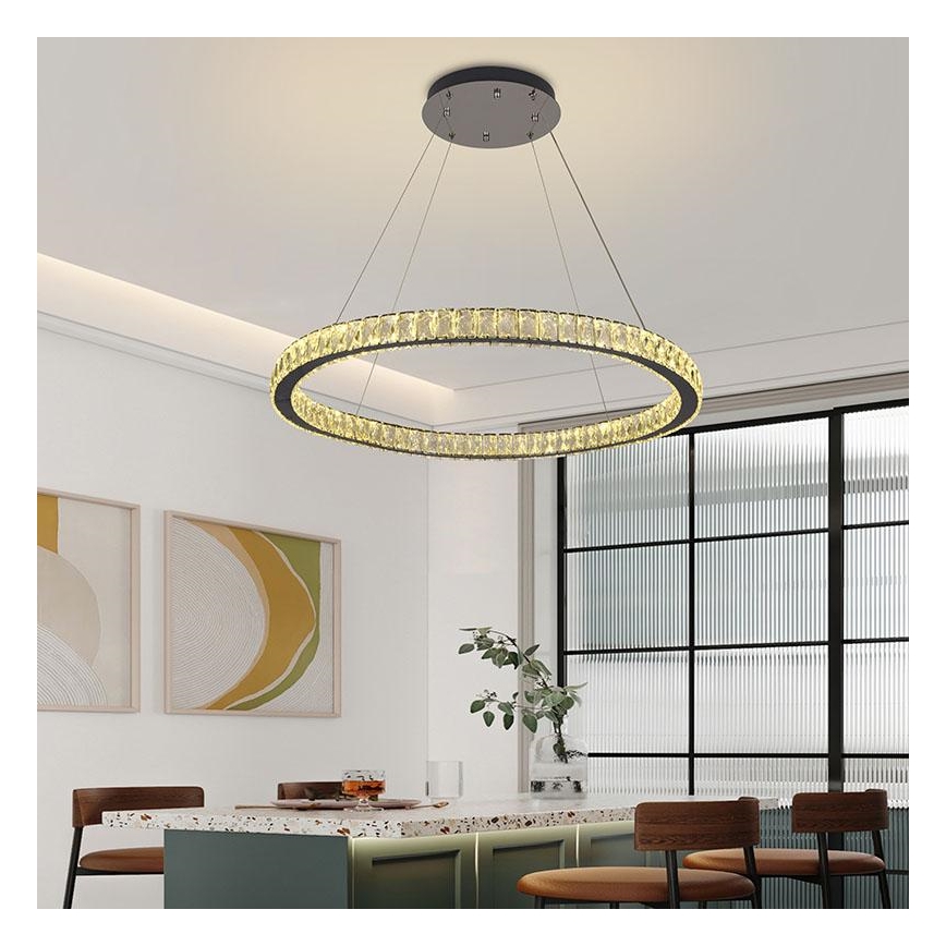 LED šviesos reguliavimas krištolas Sietynas ant stygos LED/100W/230V 3000-6500K sidabras + nuotolinio valdymo pultas