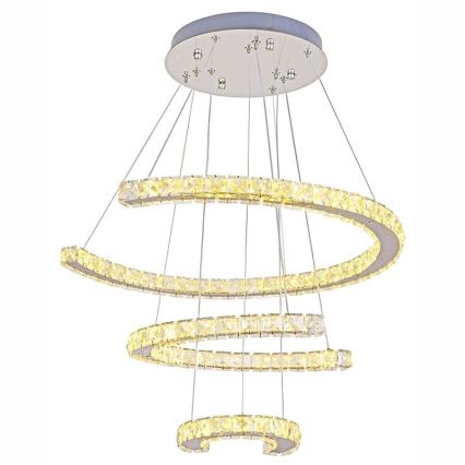 LED šviesos reguliavimas krištolas Sietynas ant stygos LED/100W/230V 3000-6500K sidabras + nuotolinio valdymo pultas