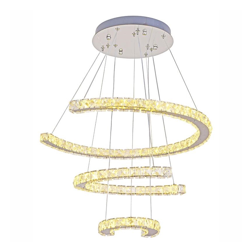 LED šviesos reguliavimas krištolas Sietynas ant stygos LED/100W/230V 3000-6500K sidabras + nuotolinio valdymo pultas