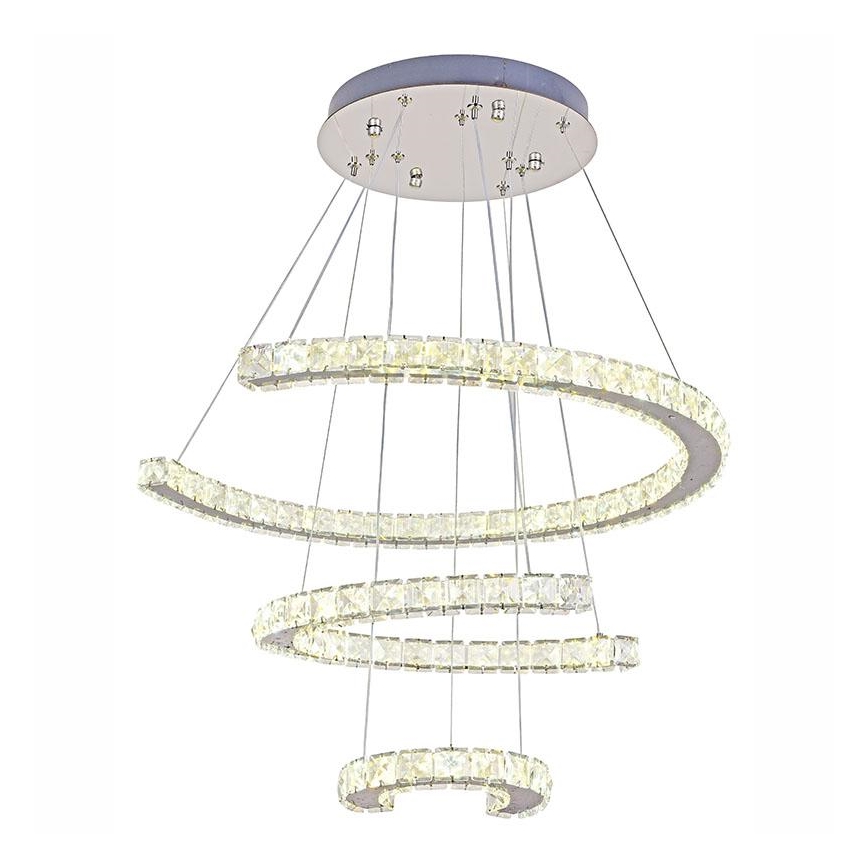 LED šviesos reguliavimas krištolas Sietynas ant stygos LED/100W/230V 3000-6500K sidabras + nuotolinio valdymo pultas