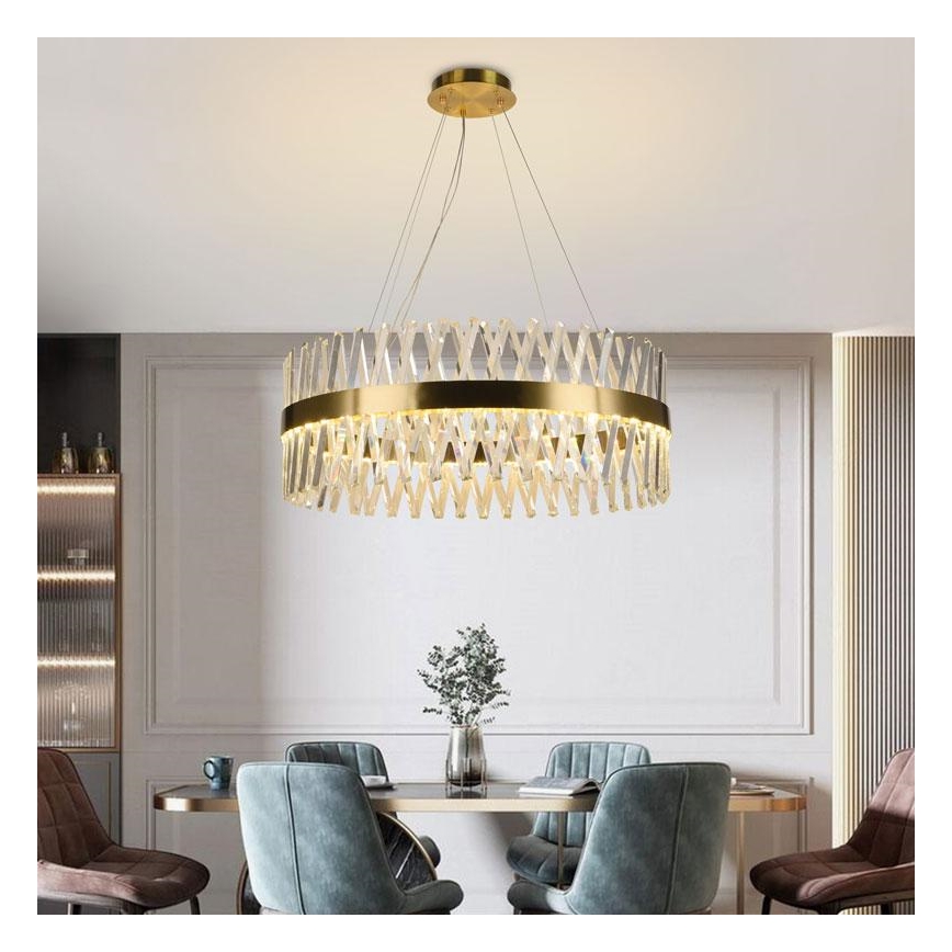 LED šviesos reguliavimas krištolas Sietynas ant stygos LED/110W/230V 3000-6500K auksas + nuotolinio valdymo pultas