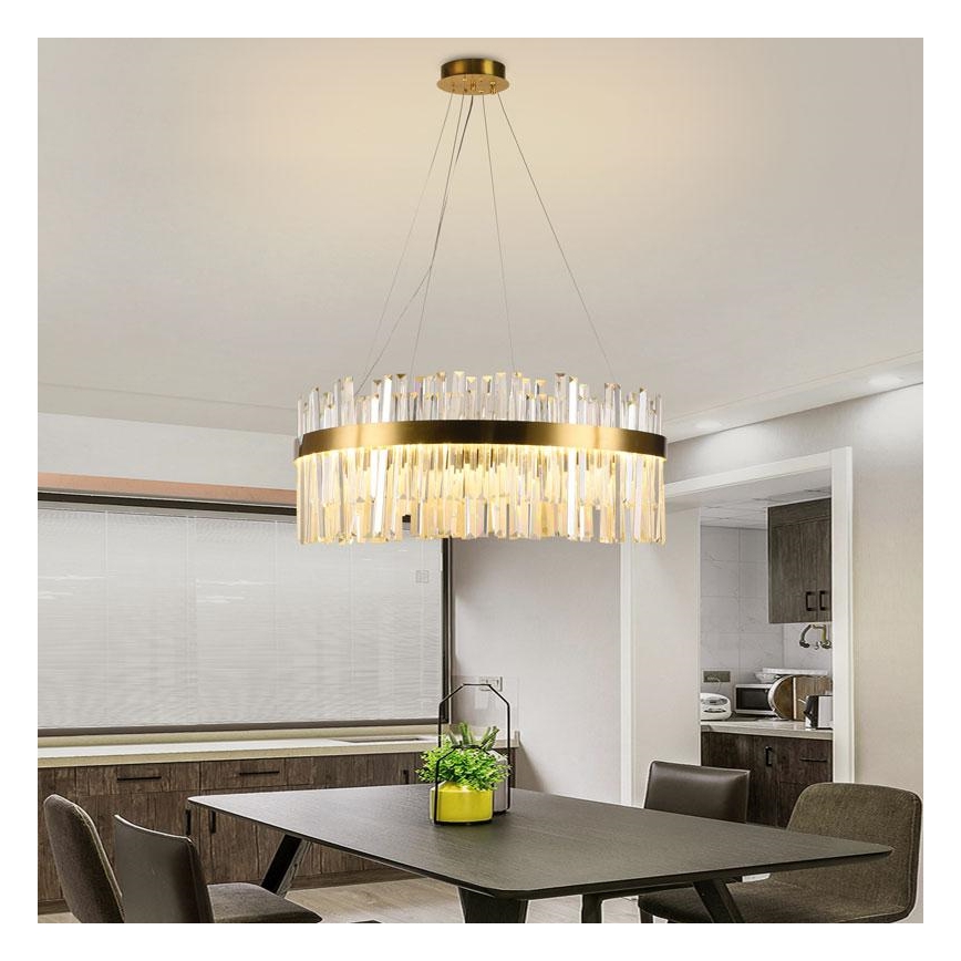 LED šviesos reguliavimas krištolas Sietynas ant stygos LED/110W/230V 3000-6500K auksas + nuotolinio valdymo pultas