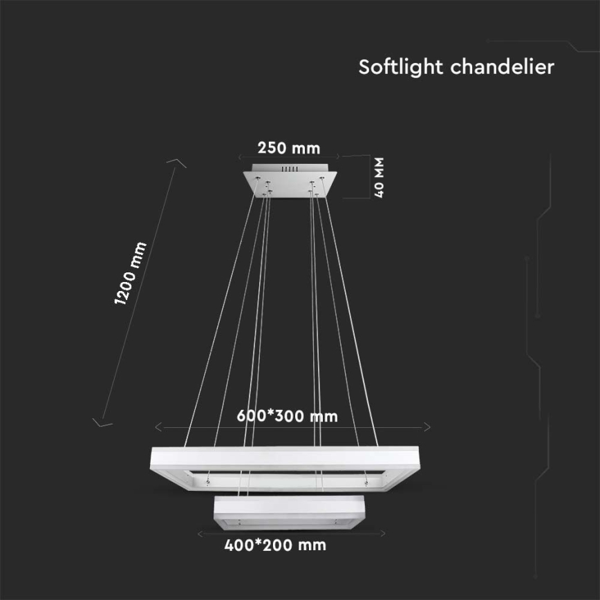 LED Reguliuojamas pakabinamas sietynas LED/113W/230V 3000K balta