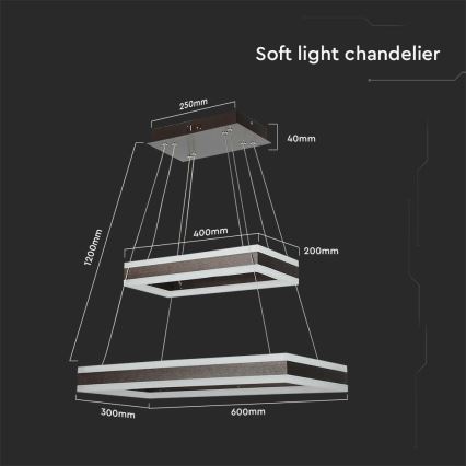 LED Reguliuojamas pakabinamas sietynas LED/113W/230V 3000K ruda