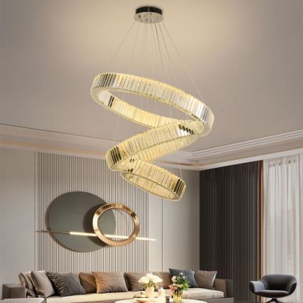 LED Pritemdomas krištolo pakabinamas sietynas LED/115W/230V 3000-6500K blizgus chromas + nuotolinio valdymo pultas