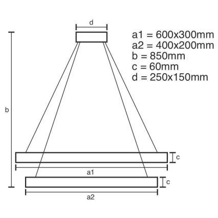 LED Reguliuojamas pakabinamas sietynas LED/130W/230V 3000-6500K + valdymo pultas