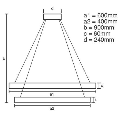 LED Reguliuojamas pakabinamas sietynas LED/135W/230V 3000-6500K + nuotolinio valdymo pultas