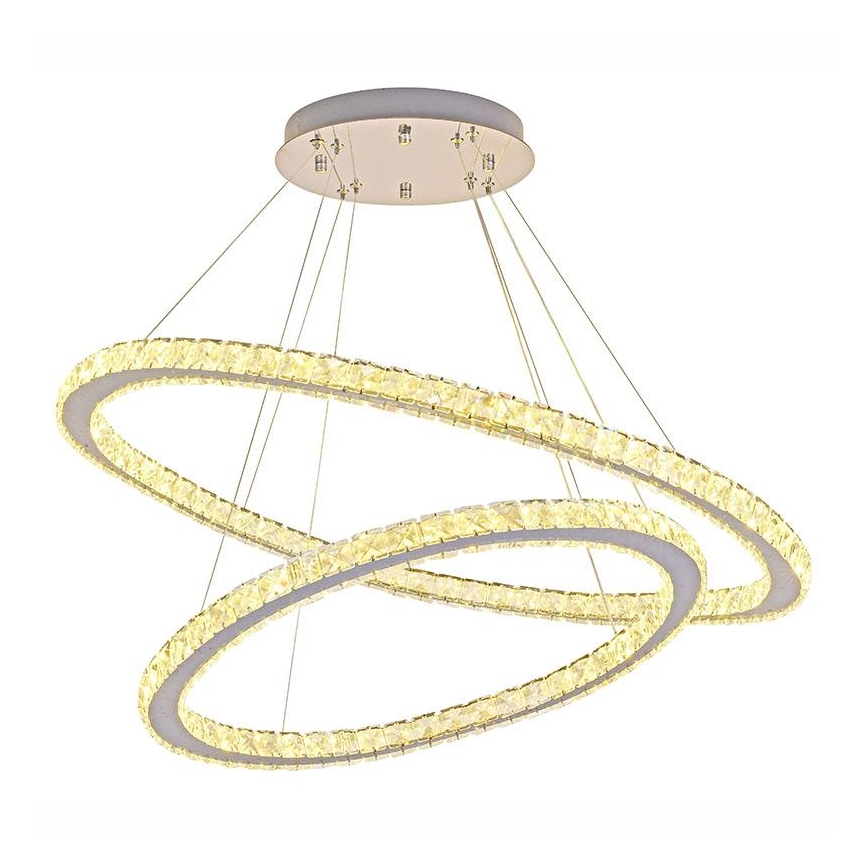 LED šviesos reguliavimas krištolas Sietynas ant stygos LED/160W/230V 3000-6500K sidabras + nuotolinio valdymo pultas