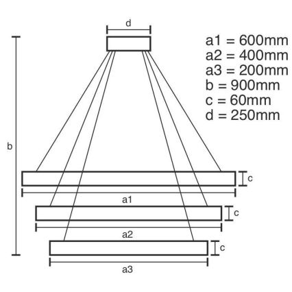 LED Reguliuojamas pakabinamas sietynas LED/165W/230V 3000-6500K + valdymo pultas