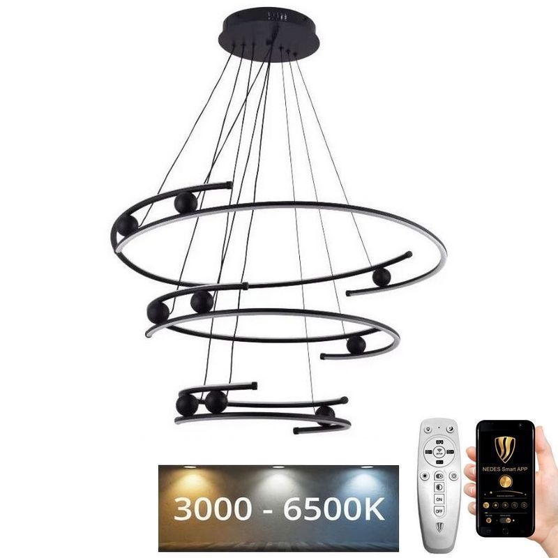 LED Reguliuojamas pakabinamas sietynas LED/170W/230V 3000-6500K diametras 80 cm + nuotolinio valdymo pultas