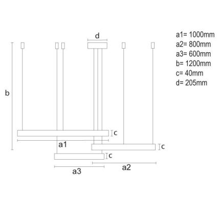 LED Reguliuojamas pakabinamas sietynas LED/170W/230V 3000-6500K + nuotolinio valdymo pultas