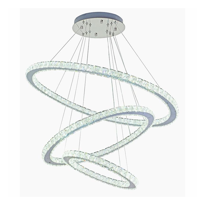 LED šviesos reguliavimas krištolas Sietynas ant stygos LED/210W/230V 3000-6500K sidabras + nuotolinio valdymo pultas