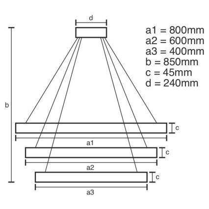 LED Reguliuojamas pakabinamas sietynas LED/220W/230V 3000-6500K + valdymo pultas