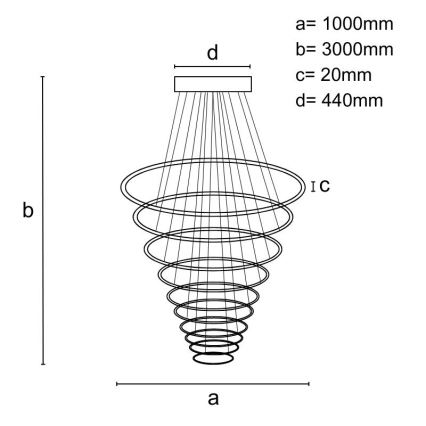 LED Reguliuojamas pakabinamas sietynas LED/370W/230V 3000-6500K + nuotolinio valdymo pultas