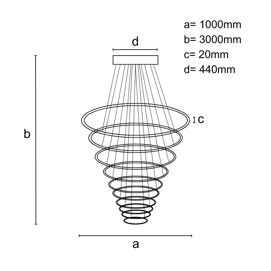 LED Reguliuojamas pakabinamas sietynas LED/370W/230V 3000-6500K + nuotolinio valdymo pultas