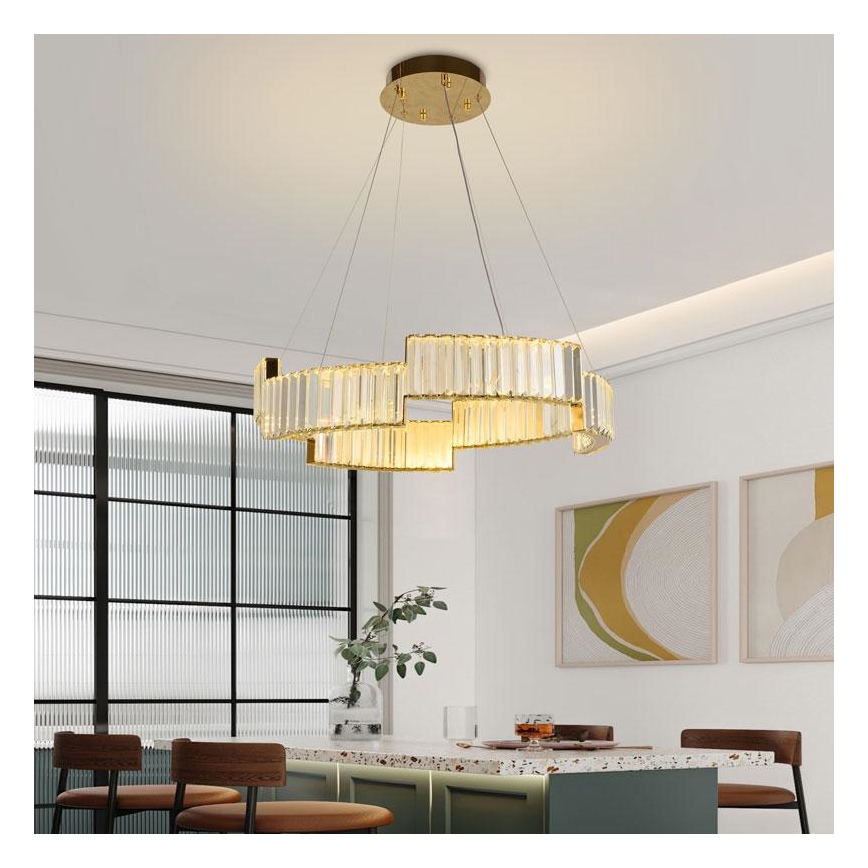 LED šviesos reguliavimas krištolas Sietynas ant stygos LED/40W/230V 3000-6500K auksas + nuotolinio valdymo pultas