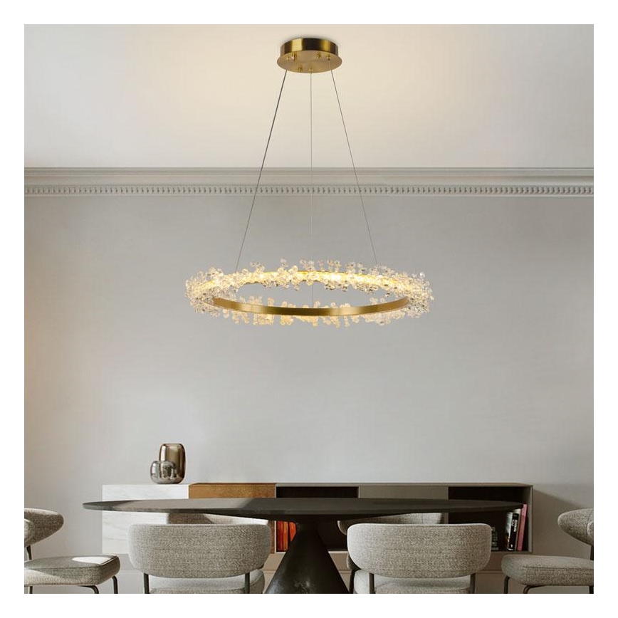 LED šviesos reguliavimas krištolas Sietynas ant stygos LED/40W/230V 3000-6500K auksas + nuotolinio valdymo pultas