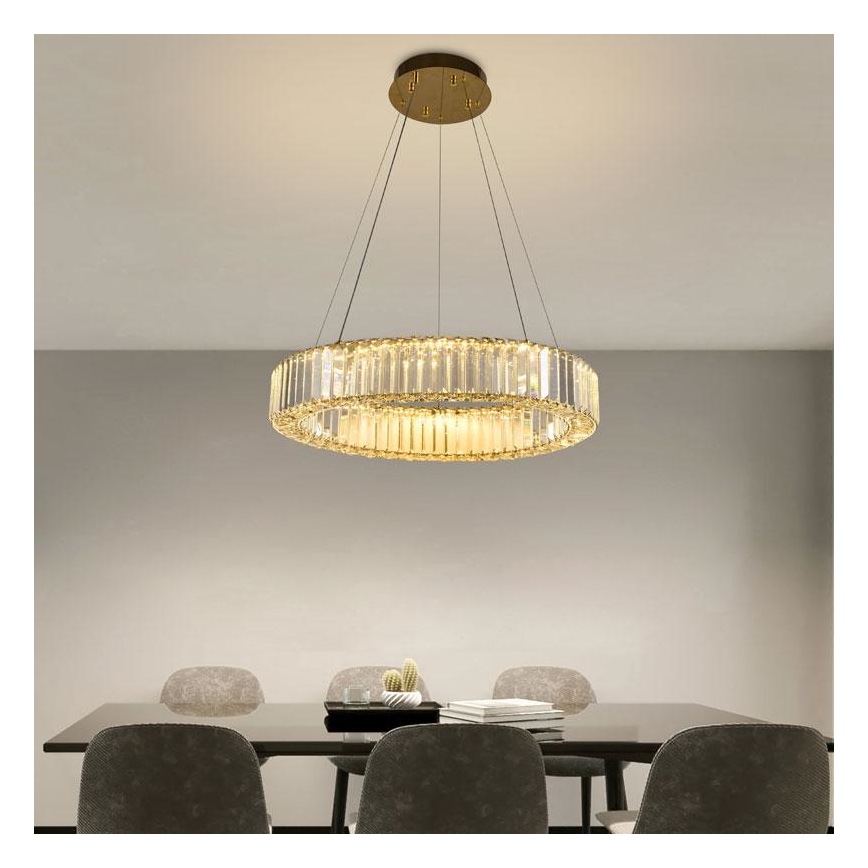 LED šviesos reguliavimas krištolas Sietynas ant stygos LED/40W/230V 3000-6500K chromas/auksas + nuotolinio valdymo pultas
