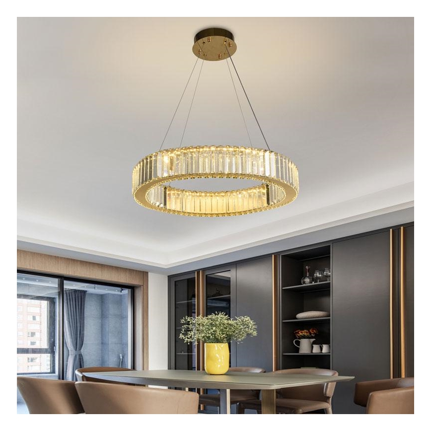 LED šviesos reguliavimas krištolas Sietynas ant stygos LED/40W/230V 3000-6500K chromas/auksas + nuotolinio valdymo pultas