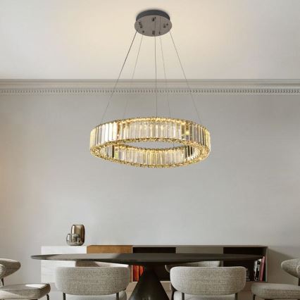 LED Pritemdomas krištolo pakabinamas sietynas LED/40W/230V 3000-6500K blizgus chromas + nuotolinio valdymo pultas