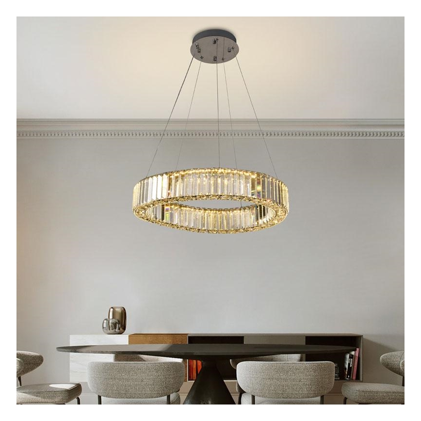LED Pritemdomas krištolo pakabinamas sietynas LED/40W/230V 3000-6500K blizgus chromas + nuotolinio valdymo pultas