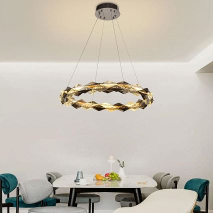 LED Pritemdomas krištolo pakabinamas sietynas LED/40W/230V 3000-6500K blizgus chromas + nuotolinio valdymo pultas