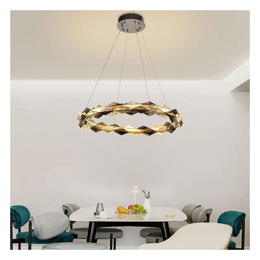 LED Pritemdomas krištolo pakabinamas sietynas LED/40W/230V 3000-6500K blizgus chromas + nuotolinio valdymo pultas