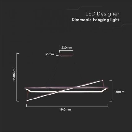 LED Reguliuojamas pakabinamas sietynas LED/45W/230V 3000K 114 cm juoda