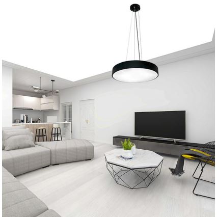 LED Reguliuojamas pakabinamas sietynas LED/50W/230V 3000-6500K juoda + nuotolinio valdymo pultas