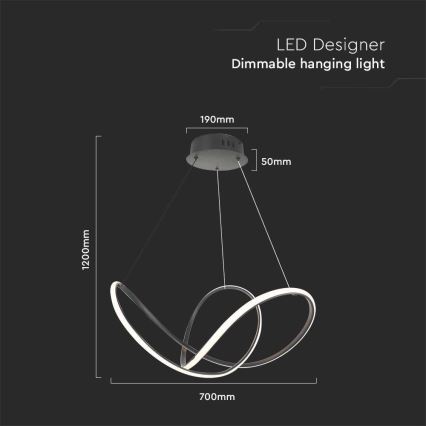 LED Reguliuojamas pakabinamas sietynas LED/50W/230V 3000K juoda