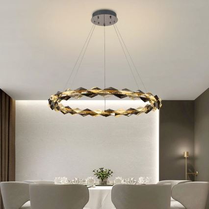 LED Pritemdomas krištolo pakabinamas sietynas LED/55W/230V 3000-6500K blizgus chromas + nuotolinio valdymo pultas