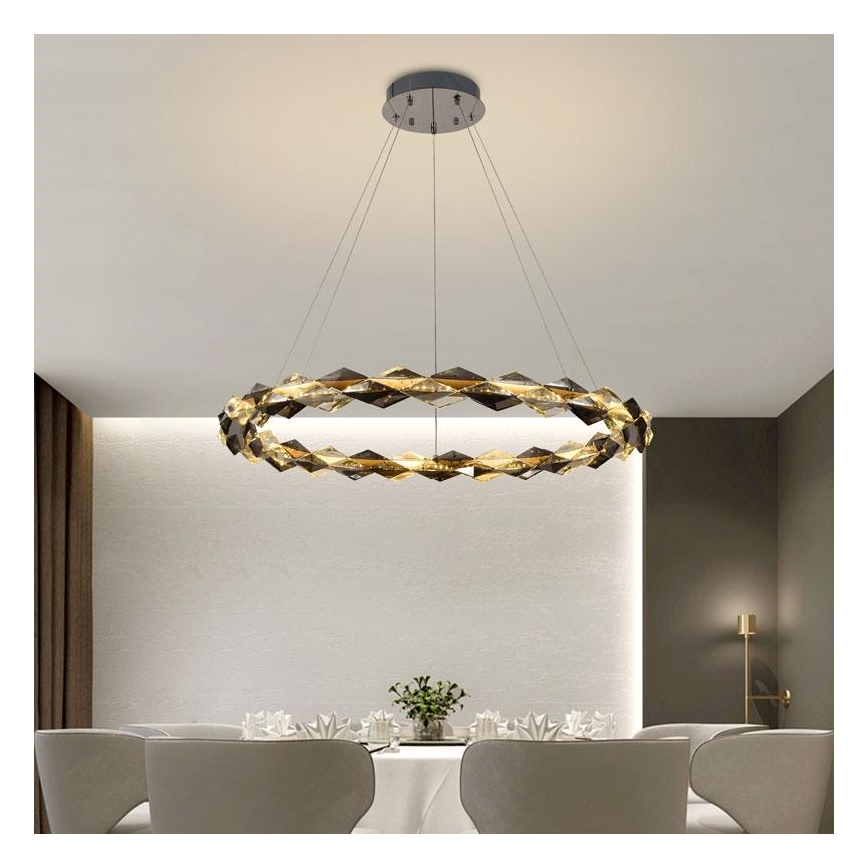 LED Pritemdomas krištolo pakabinamas sietynas LED/55W/230V 3000-6500K blizgus chromas + nuotolinio valdymo pultas
