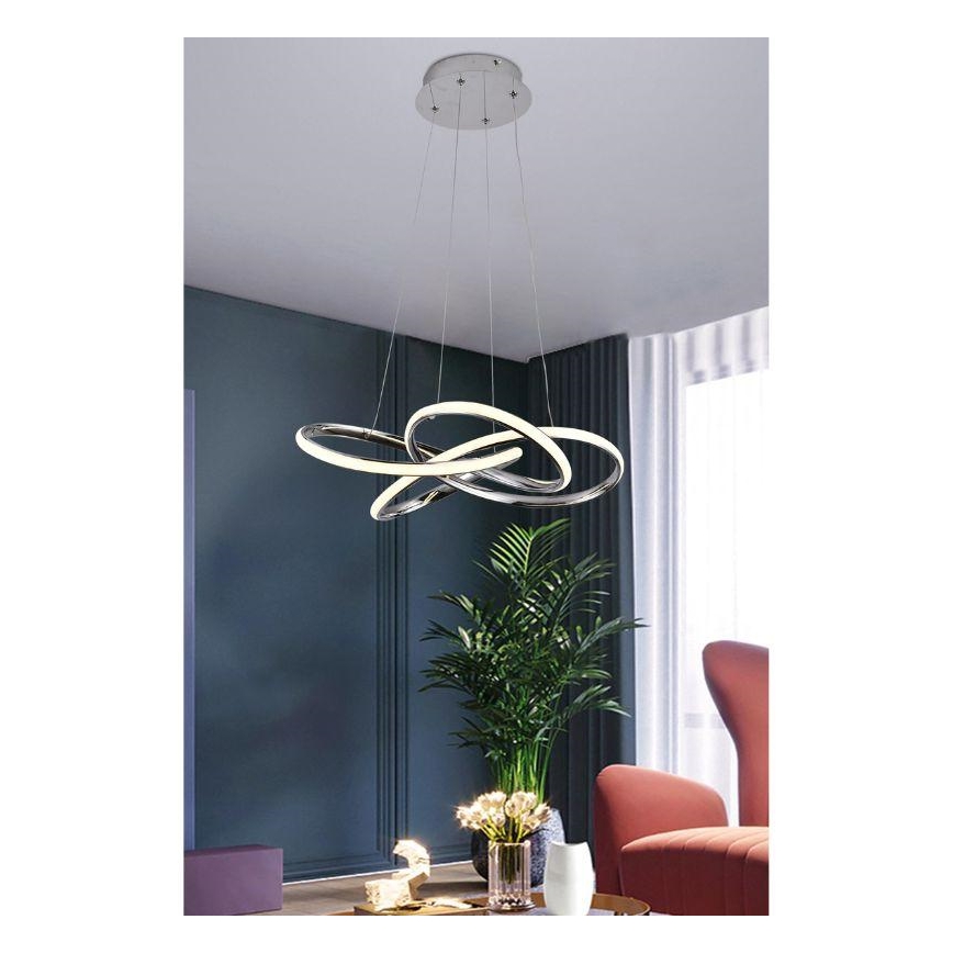 LED Reguliuojamas pakabinamas sietynas LED/65W/230V 3000-6500K chromas + nuotolinio valdymo pultas