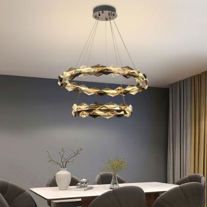 LED Pritemdomas krištolo pakabinamas sietynas LED/65W/230V 3000-6500K blizgus chromas + nuotolinio valdymo pultas