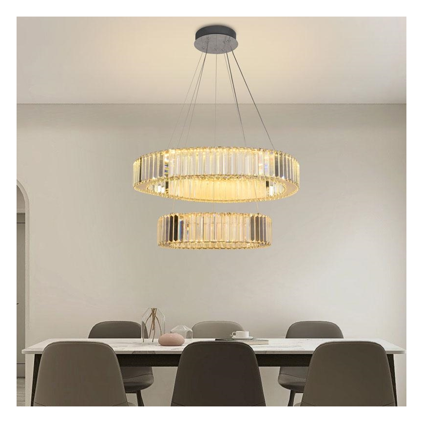 LED Pritemdomas krištolo pakabinamas sietynas LED/65W/230V 3000-6500K blizgus chromas + nuotolinio valdymo pultas