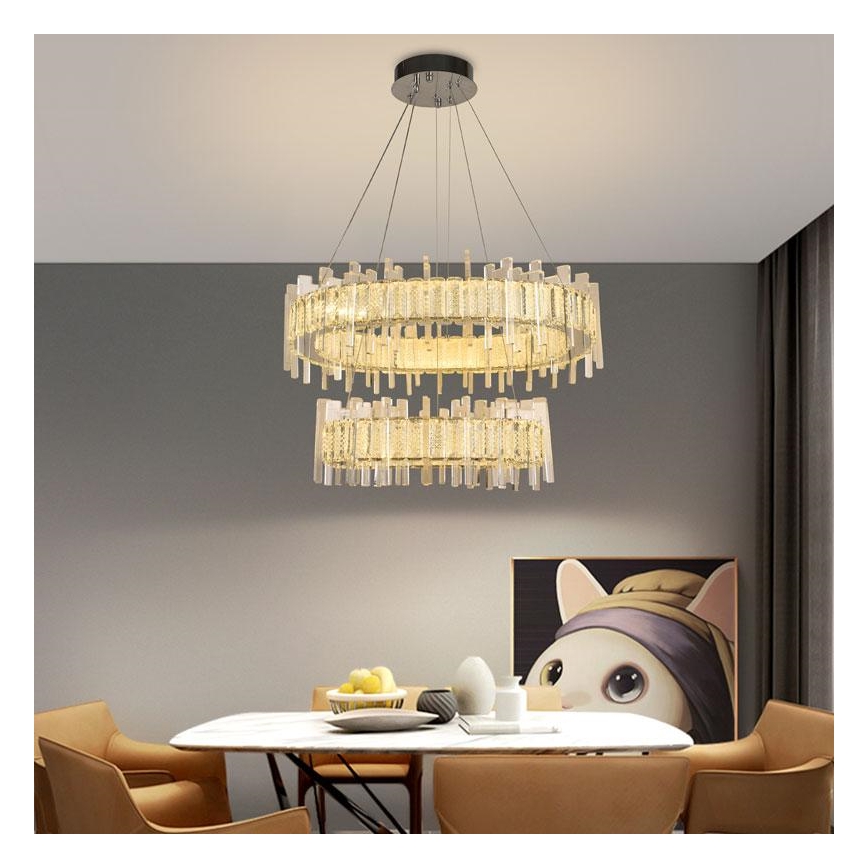 LED šviesos reguliavimas krištolas Sietynas ant stygos LED/65W/230V 3000-6500K + nuotolinio valdymo pultas