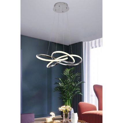 LED Reguliuojamas pakabinamas sietynas LED/65W/230V 3000-6500K diametras 48 cm pilka + nuotolinio valdymo pultas