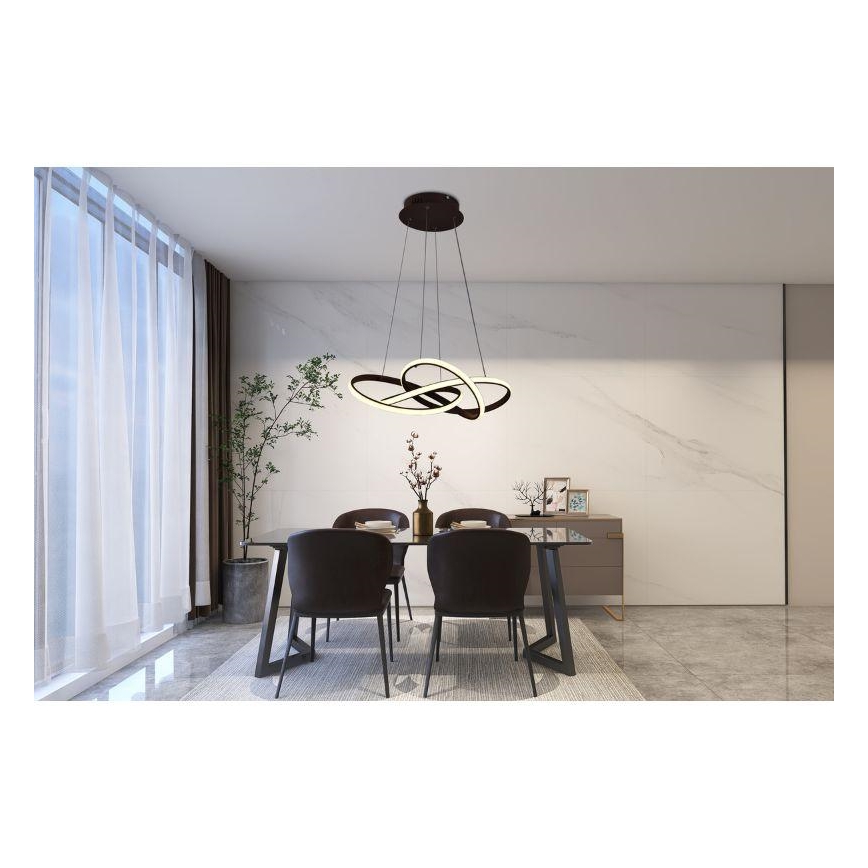 LED Reguliuojamas pakabinamas sietynas LED/65W/230V 3000-6500K ruda + nuotolinio valdymo pultas