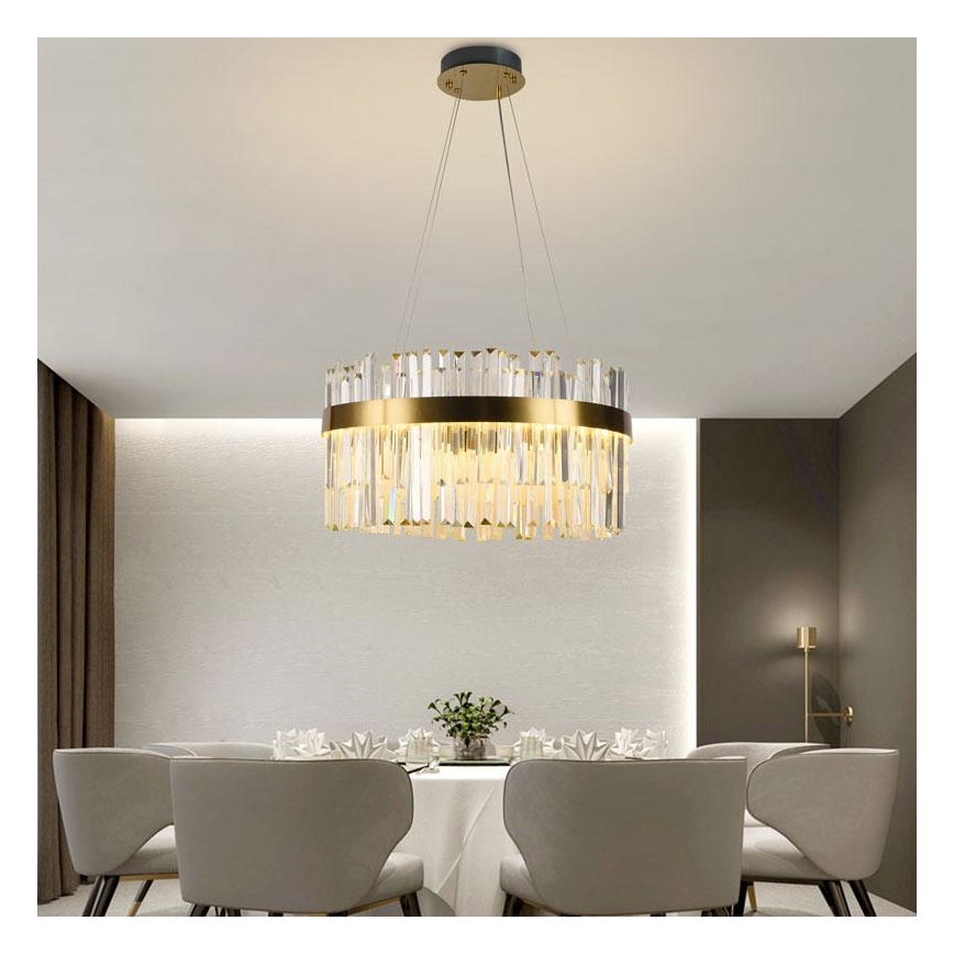 LED šviesos reguliavimas krištolas Sietynas ant stygos LED/70W/230V 3000-6500K auksas + nuotolinio valdymo pultas