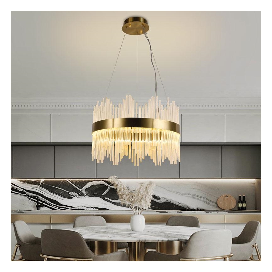 LED šviesos reguliavimas krištolas Sietynas ant stygos LED/70W/230V 3000-6500K auksas + nuotolinio valdymo pultas