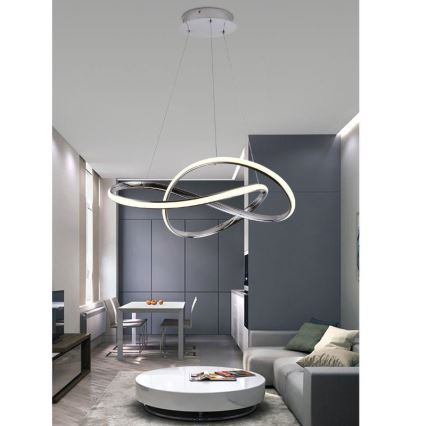 LED Reguliuojamas pakabinamas sietynas LED/70W/230V 3000-6500K diametras 60 cm blizgus chromas + nuotolinio valdymo pultas