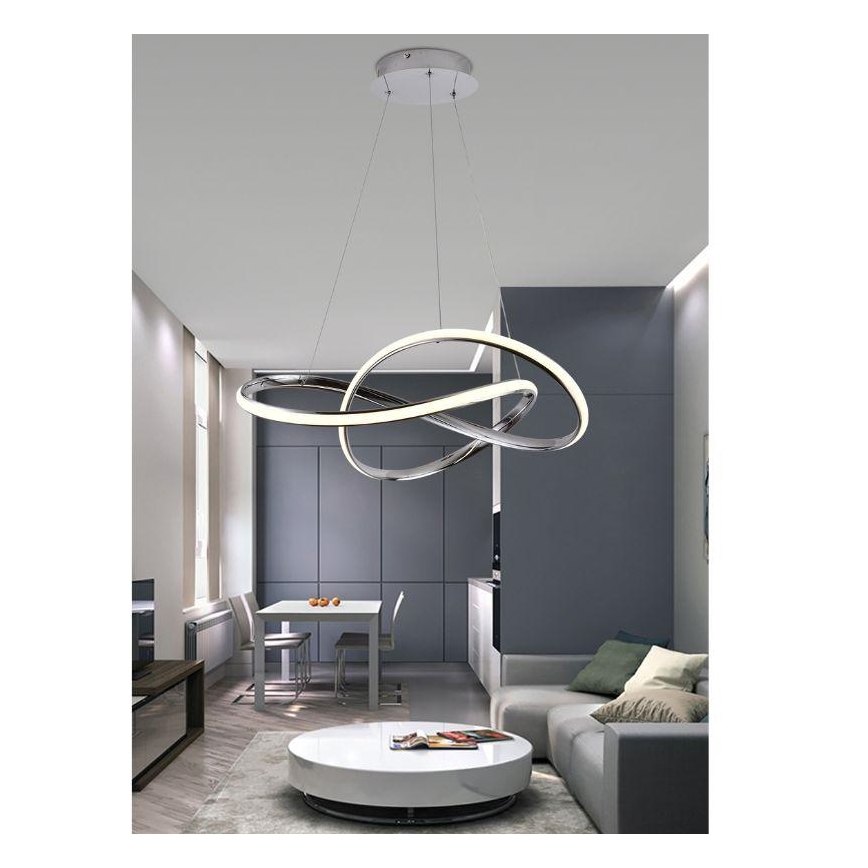 LED Reguliuojamas pakabinamas sietynas LED/70W/230V 3000-6500K diametras 60 cm blizgus chromas + nuotolinio valdymo pultas