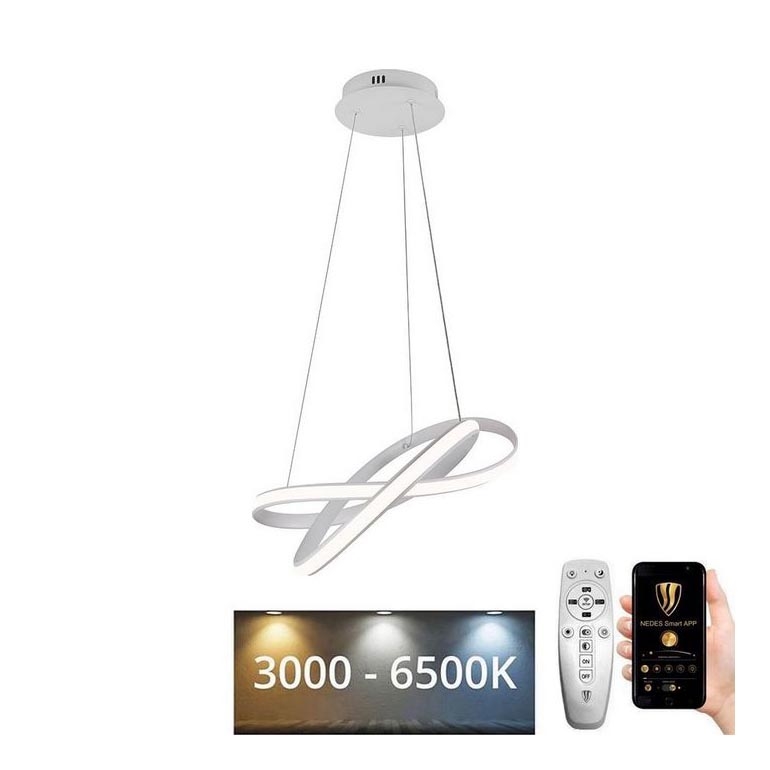LED Reguliuojamas pakabinamas sietynas LED/70W/230V 3000-6500K diametras 55 cm balta + nuotolinio valdymo pultas