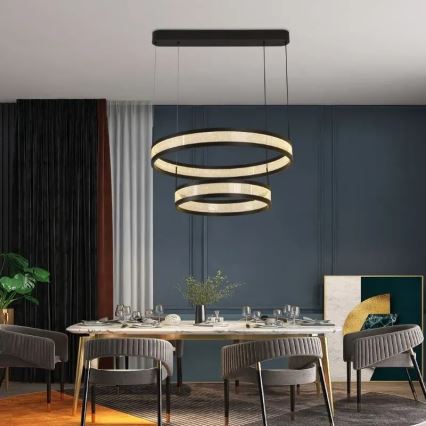 LED Reguliuojamas pakabinamas sietynas LED/70W/230V 3000-6500K diametras 60 cm juoda + nuotolinio valdymo pultas