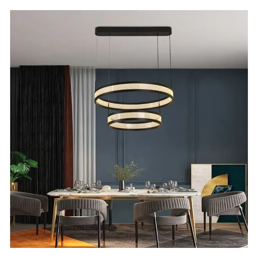 LED Reguliuojamas pakabinamas sietynas LED/70W/230V 3000-6500K diametras 60 cm juoda + nuotolinio valdymo pultas