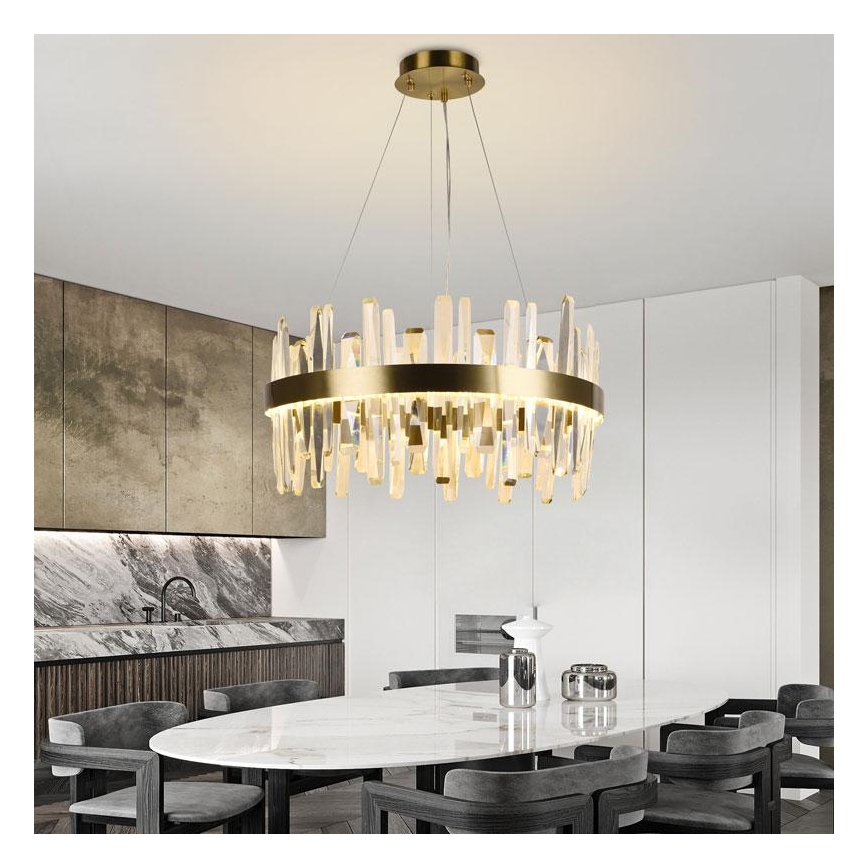 LED šviesos reguliavimas krištolas Sietynas ant stygos LED/80W/230V 3000-6500K auksas + nuotolinio valdymo pultas