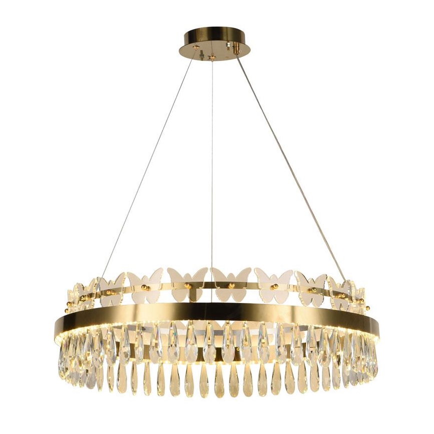 LED šviesos reguliavimas krištolas Sietynas ant stygos LED/80W/230V 3000-6500K auksas + nuotolinio valdymo pultas
