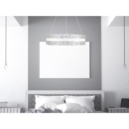 LED Pritemdomas krištolo pakabinamas sietynas  LED/80W/230V 3000-6500K baltas + nuotolinio valdymo pultas