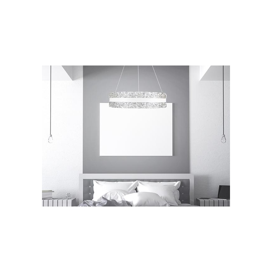 LED Pritemdomas krištolo pakabinamas sietynas  LED/80W/230V 3000-6500K baltas + nuotolinio valdymo pultas
