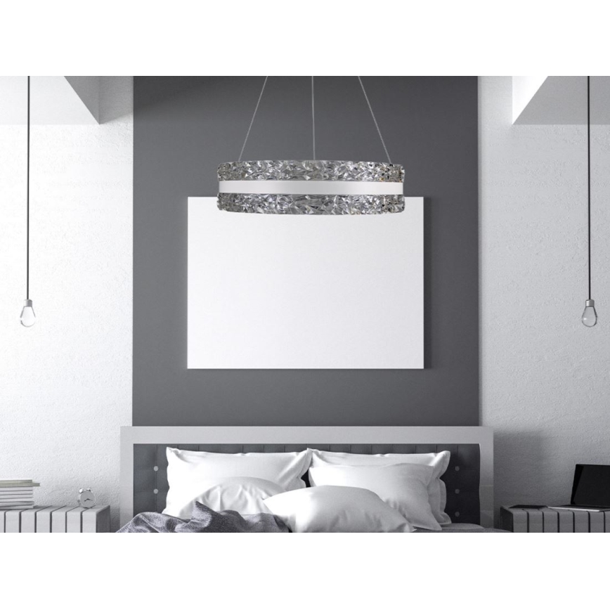 LED Pritemdomas krištolo pakabinamas sietynas  LED/80W/230V 3000-6500K baltas + nuotolinio valdymo pultas